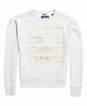 Superdry Pacific Embossed Crew Női Pulóver Szürke | ROXIE4503